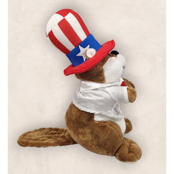 BUC-EE'S PLUSH BEAVER UNCLE SAM FOURTH of JULY 4th USA PATRIOTIC STUFFED ANIMAL - Picture 4 of 5